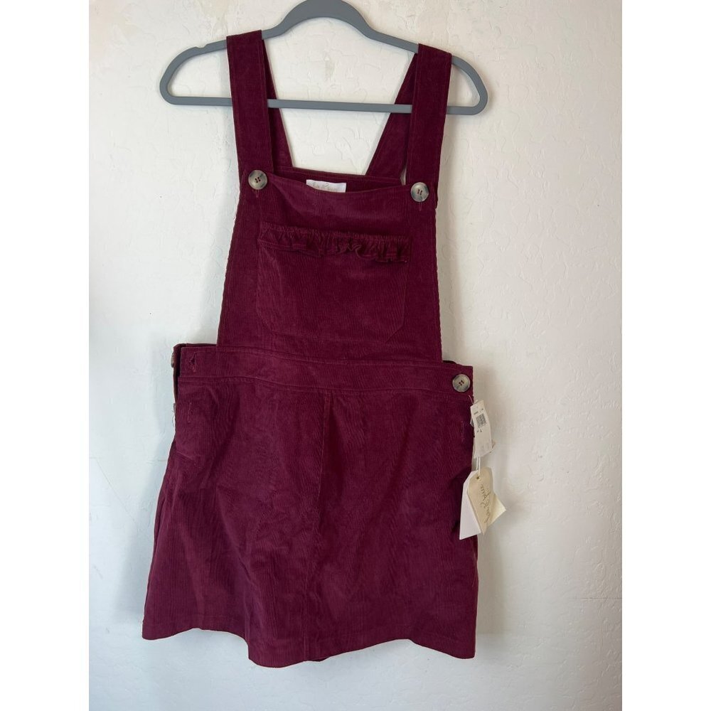 Love & Piece Collective Maroon Red Overall Romper Dress Sz L